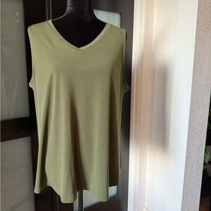 Susan Graver Olive V-Neck Tank Top